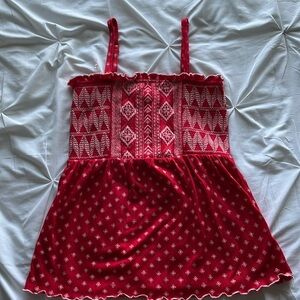 red flowy tank top, medium